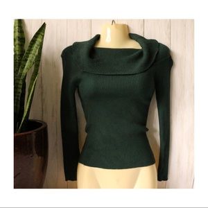 Shinestar Tops - Shine star Green Cowl-neck Ribbed long sleeve Shinestar Tops - Shine star Green Cowl-neck Ribbed long sleeve